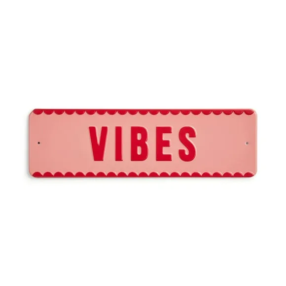 Metal Wall Plaque with Text - Red, Metal