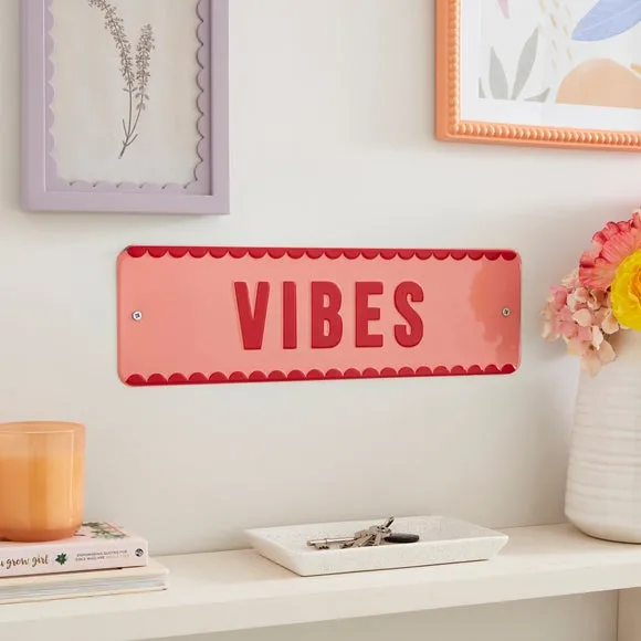 Metal Wall Plaque with Text - Red, Metal image