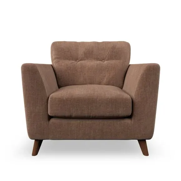 Mid-Century Armchair with Button Details - Clay