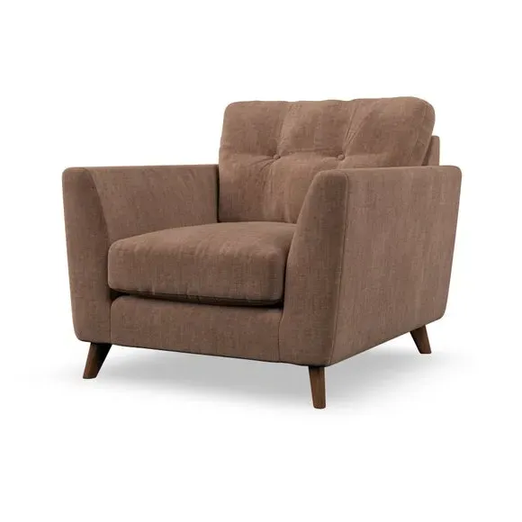 Mid-Century Armchair with Button Details - Clay