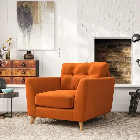 Mid-Century Armchair with Button Details - Ginger