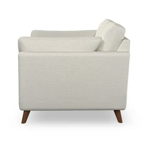 Mid-Century Armchair with Button Details - Ivory