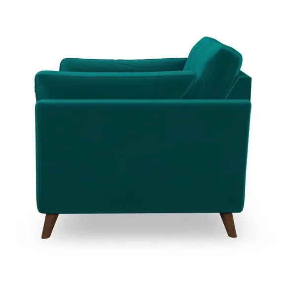 Mid-Century Armchair with Button Details - Peacock