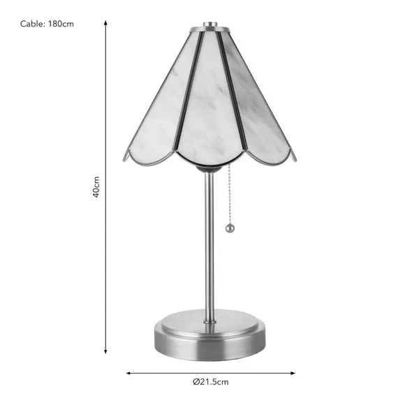 Mid Century Table Lamp with Pull Chain - Pink, Glass