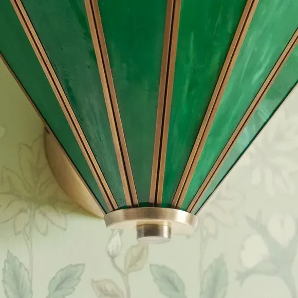 Mid Century Wall Light Scalloped - Green, Glass
