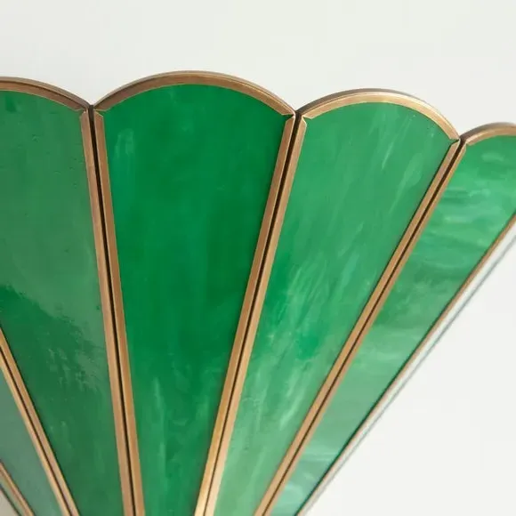 Mid Century Wall Light Scalloped - Green, Glass