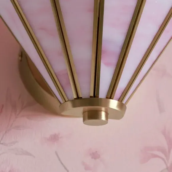 Mid Century Wall Light Scalloped - Pink, Glass