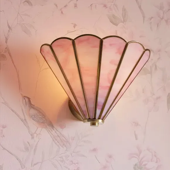 Mid Century Wall Light Scalloped - Pink, Glass