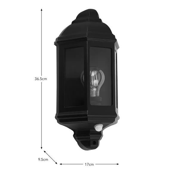 Mid Century Wall Light with PIR Sensor - Black
