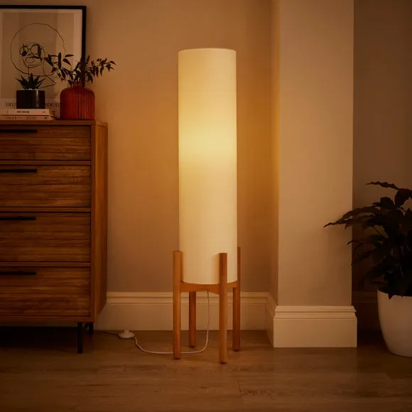 Midi Floor Lamp - White, Linen