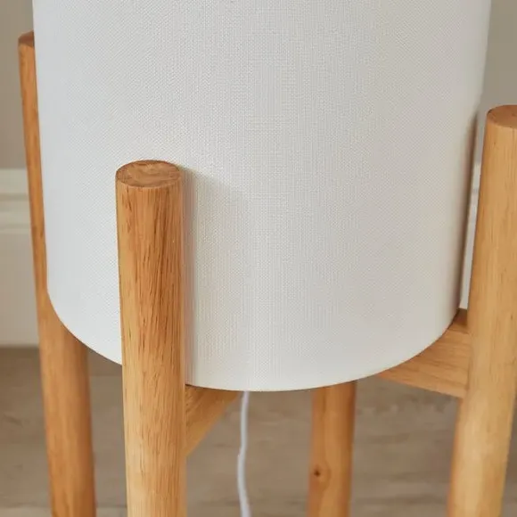 Midi Floor Lamp - White, Linen