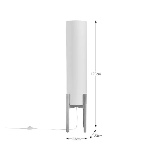 Midi Floor Lamp - White, Linen