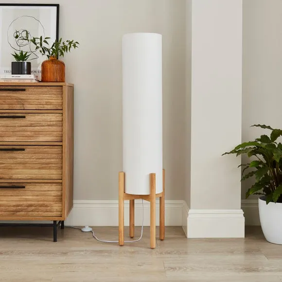 Midi Floor Lamp - White, Linen image
