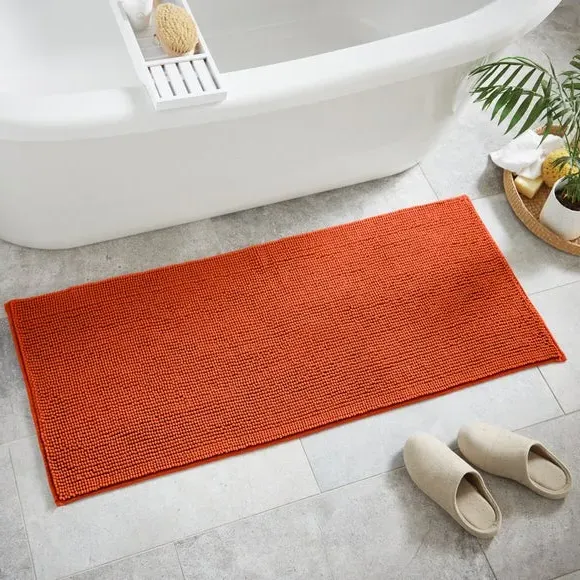 Mini Bath Runner with Bobble Texture - Burnt Orange