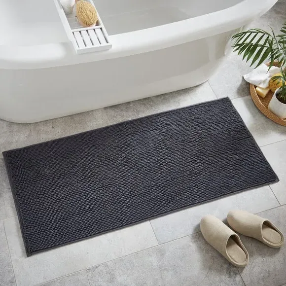 Mini Bath Runner with Bobble Texture - Charcoal