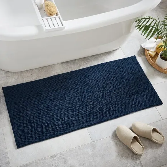 Mini Bath Runner with Bobble Texture - Navy