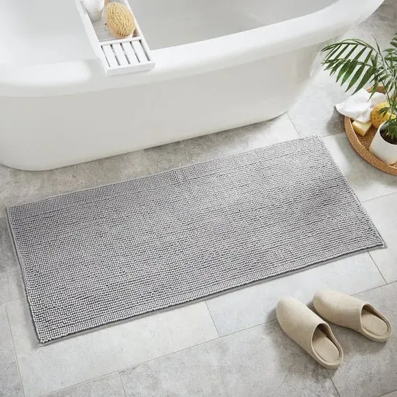 Mini Bath Runner with Bobble Texture - Silver