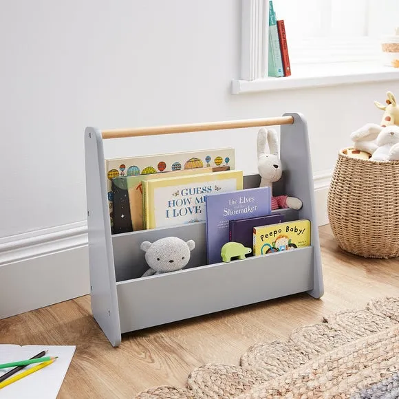Mini Bookcase with Handle - Grey, MDF image