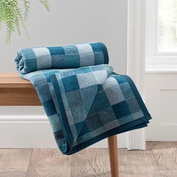 Mini Check Throw Blanket - Blue, Cotton Mix image