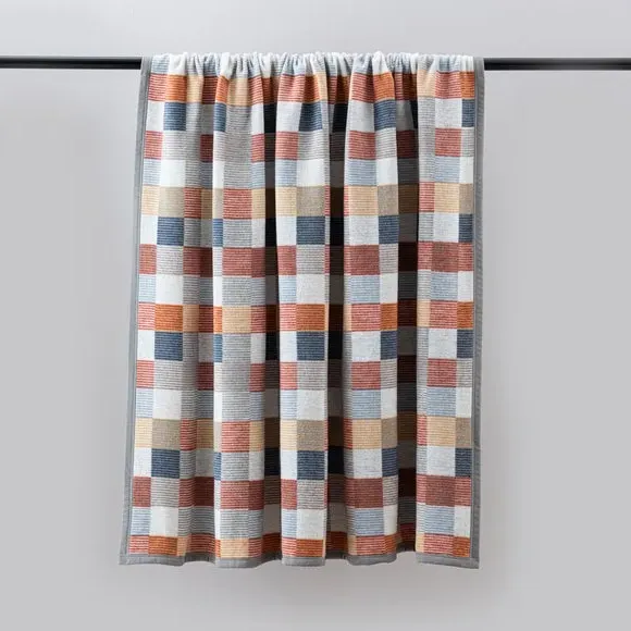Mini Check Throw Blanket - Orange, Cotton Mix