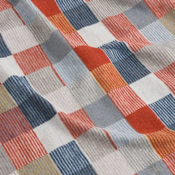 Mini Check Throw Blanket - Orange, Cotton Mix