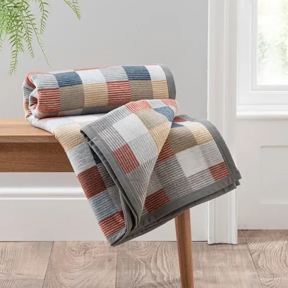 Mini Check Throw Blanket - Orange, Cotton Mix