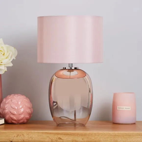 Mini Table Lamp with Ombre Base - Blush Pink, Glass