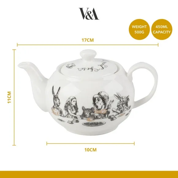 Mini Teapot with Gold Highlights - White, China