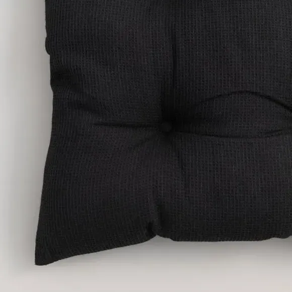 Mini Waffle Seat Pad with Ties - Black