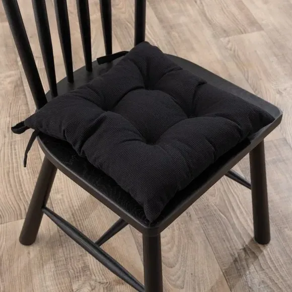 Mini Waffle Seat Pad with Ties - Black image