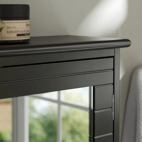 Mirror Cabinet with Shelf - Black, MDF