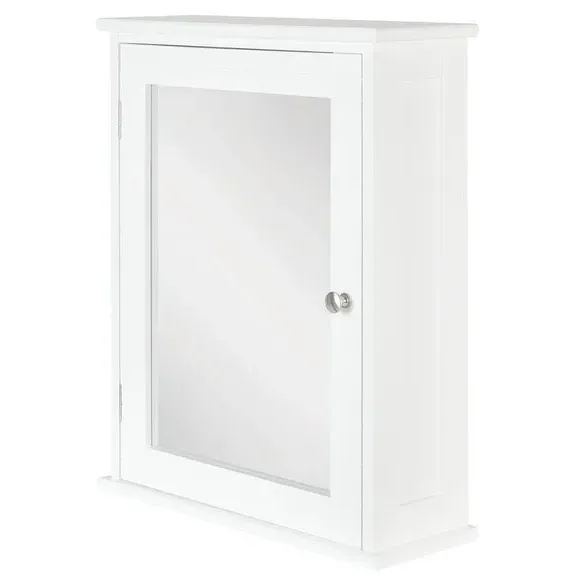 Mirror Cabinet with Shelf - White, MDF