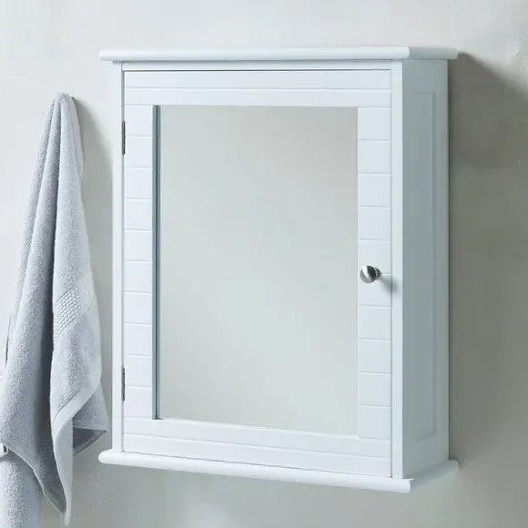 Mirror Cabinet with Shelf - White, MDF