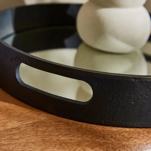 Mirror Decorative Tray - Black, Aluminium