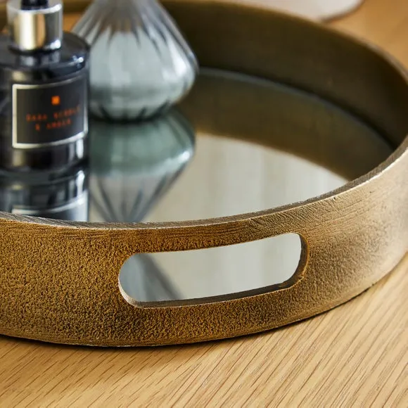 Mirror Decorative Tray - Gold, Aluminium