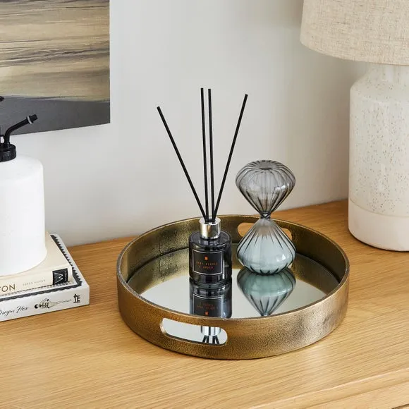 Mirror Decorative Tray - Gold, Aluminium