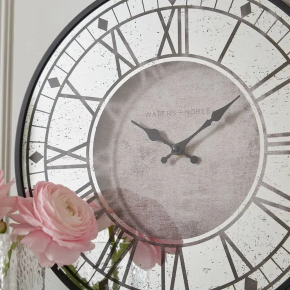 Mirrored Face Wall Clock - Grey