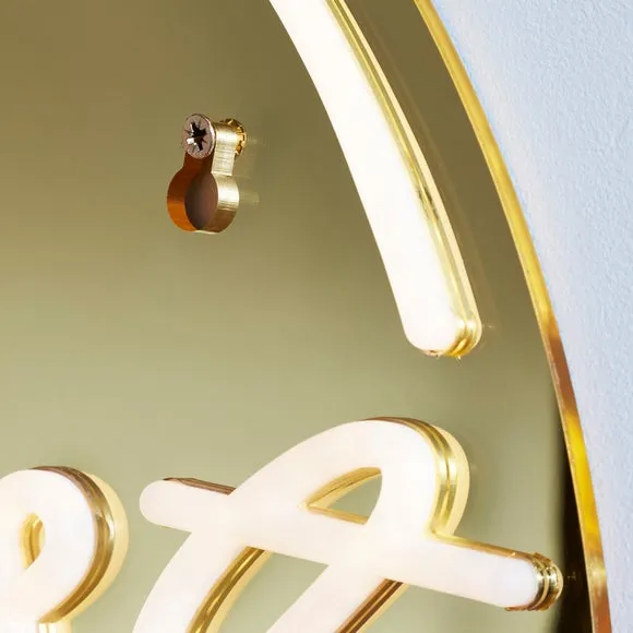 Mirrored Neon Sign Coffee Quote - Gold, LED