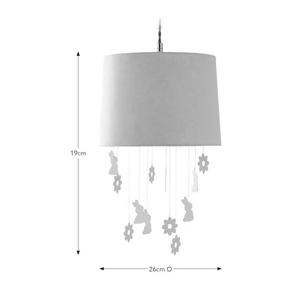 Mobile Lamp Shade with Bunny Pattern - Blue, Polyester