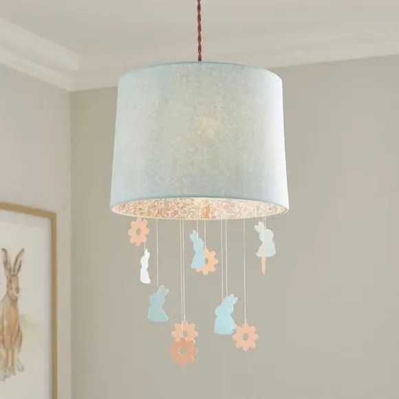 Mobile Lamp Shade with Bunny Pattern - Blue, Polyester image