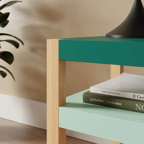 Modern Bedside Table with Shelf - Green