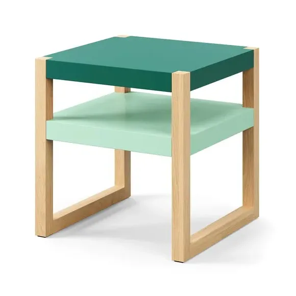 Modern Bedside Table with Shelf - Green