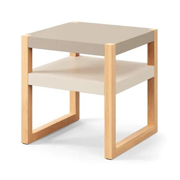 Modern Bedside Table with Shelf - Stone