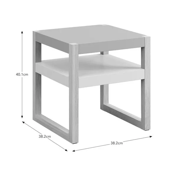 Modern Bedside Table with Shelf - Stone