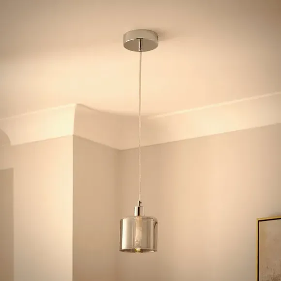 Modern Pendant Light - Smoke, Chrome