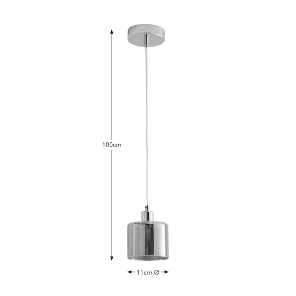 Modern Pendant Light - Smoke, Chrome
