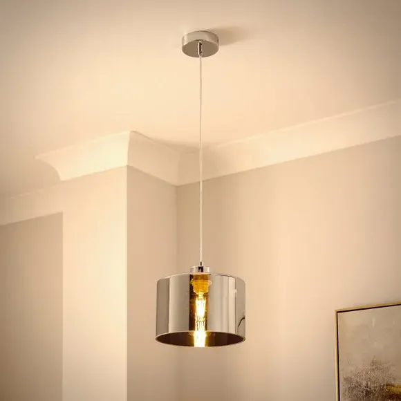 Modern Pendant Light - Smoke, Chrome