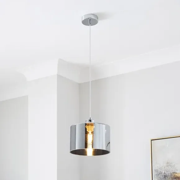 Modern Pendant Light - Smoke, Chrome