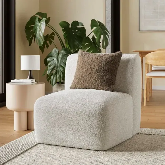 Modular Armless Sofa Piece - Natural, Boucle image