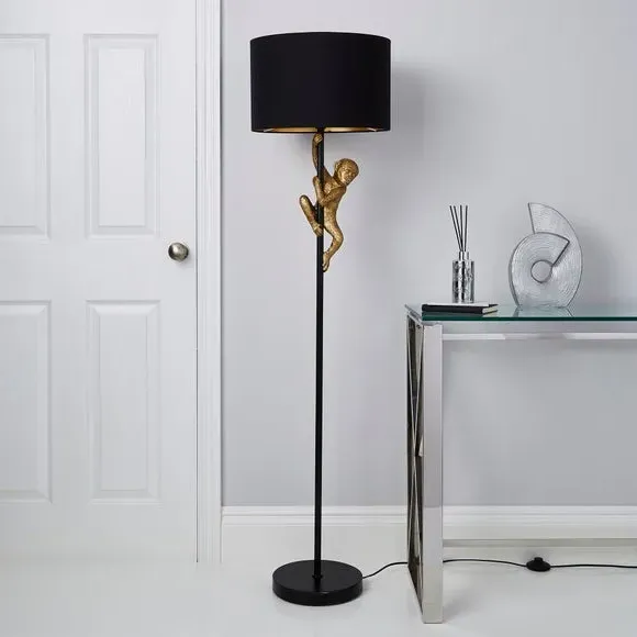 Monkey Floor Lamp with Switch - Gold, Resin